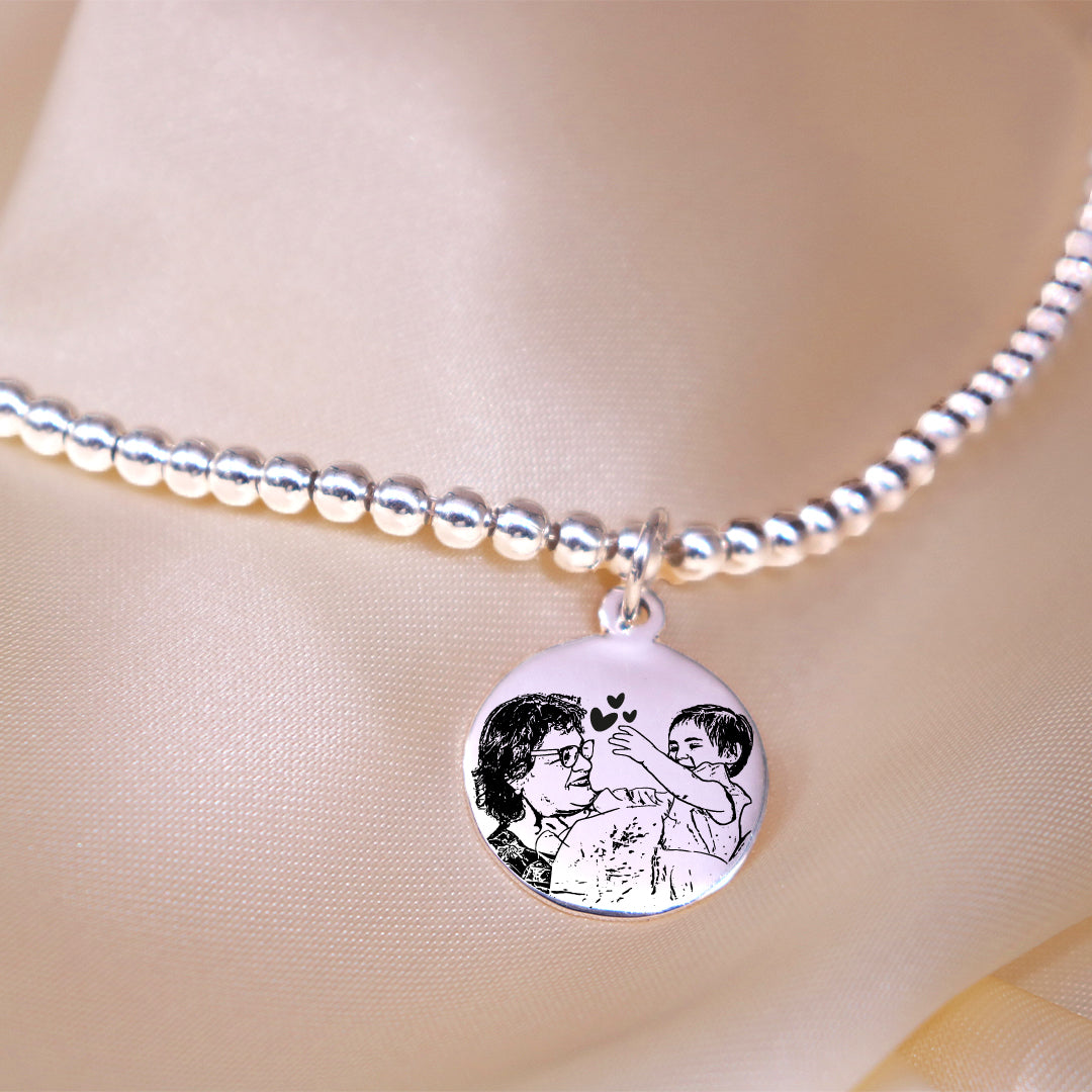 Pulsera con cadena de bolitas Dama Retrato