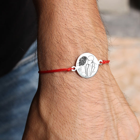 Pulsera Hilo Rojo Caballero Retrato