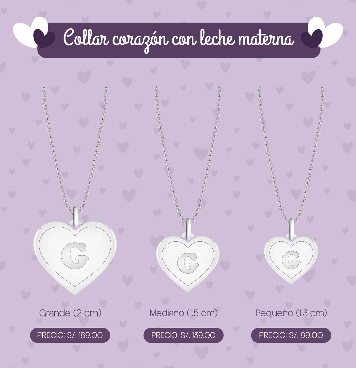 Colgante Corazón con Inicial Leche Materna