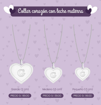 Colgante Corazón con Inicial Leche Materna